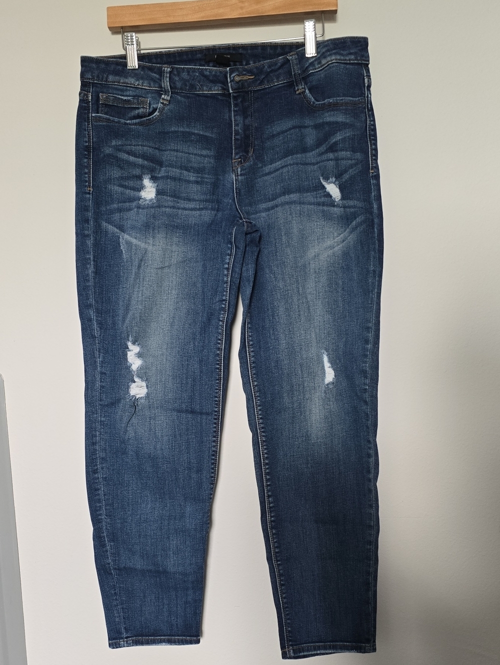 Forever 21 Distressed Dark Blue Skinny Jeans